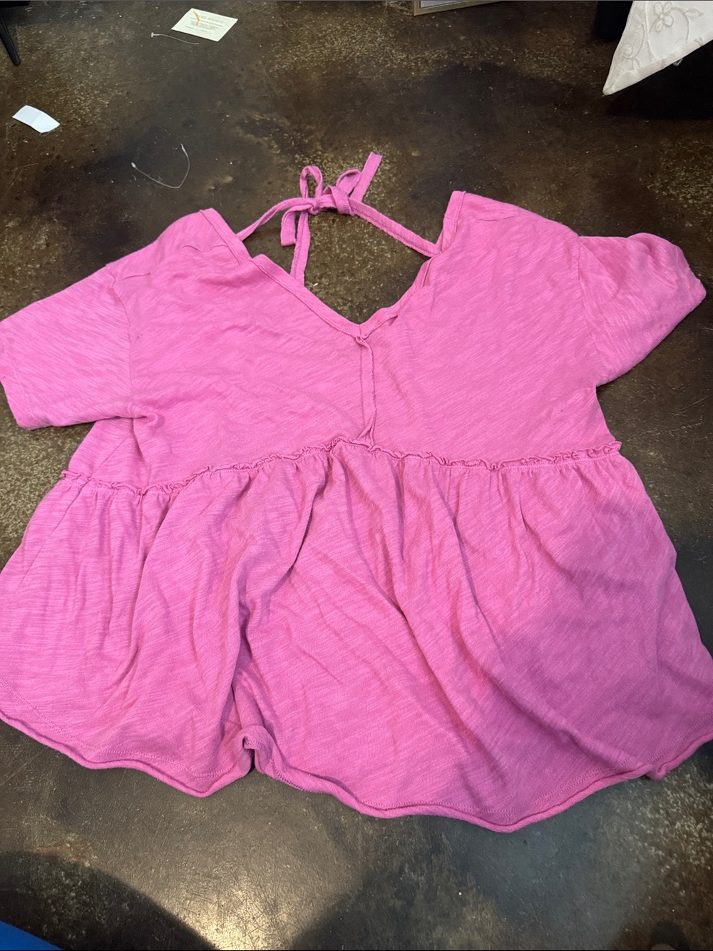 American Eagle Outfitters Pink Tie-Back Babydoll Top